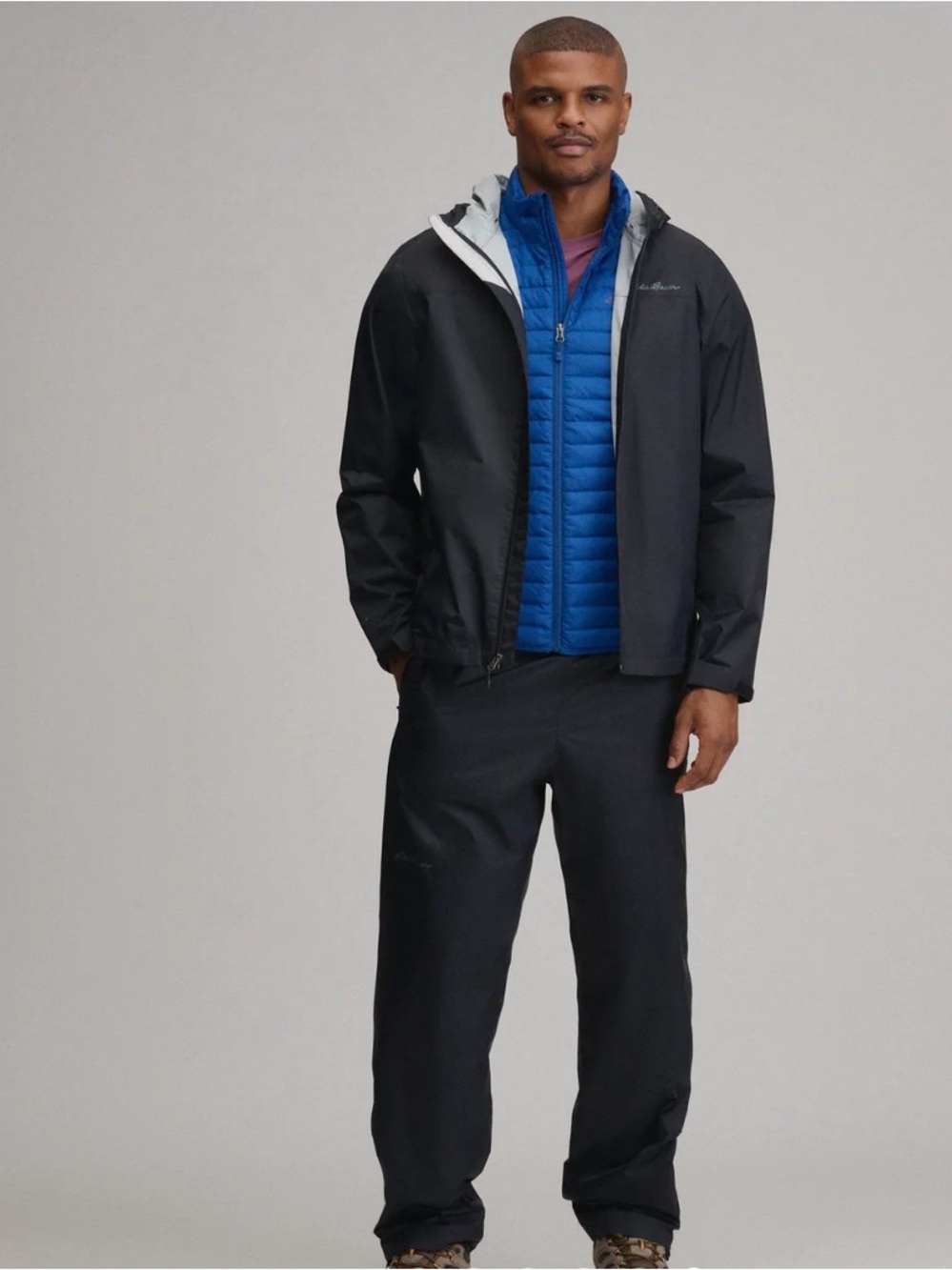 Eddie Bauer Men’s RipPac® Waterproof Rain Pants Black NWT